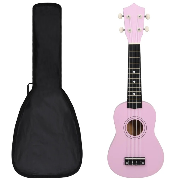 Set Ukulele Soprano Cu Husă Pentru Copii Roz 21